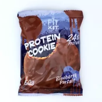 Печенье глазированное Fit Kit Protein chocolate сookie, со вкусом черничного парфе, спортивное питание, 50 г