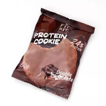 Печенье глазированное Fit Kit Protein chocolate сookie, со вкусом двойного шоколада, спортивное питание, 50 г