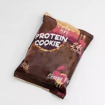 Печенье глазированное Fit Kit Protein chocolate сookie, со вкусом вишневого пирога, спортивное питание, 50 г