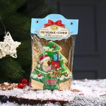 Печенье новогоднее «Елочка» в глазури с фотопечатью, 110 г