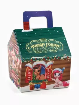 Печенье с предсказанием в коробке-домик «С Новым годом», 2 шт.
