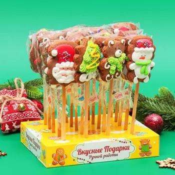 Печенье шоколадное новогоднее на палочке «Зимнее», МИКС, 30 г