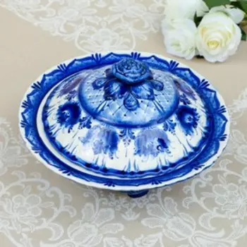 Пельменница, гжель, фарфор, 20х27 см