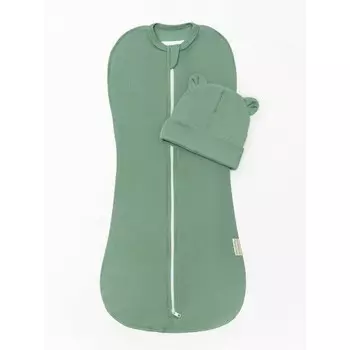 Пеленка-кокон на молнии с шапочкой Fashion, рост 68-74 см, цвет зелёный