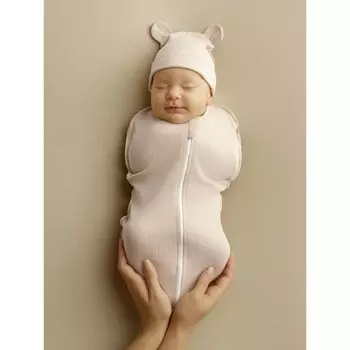 Пеленка-кокон на молнии с шапочкой Fashion, рост 56-68 см, цвет шампань