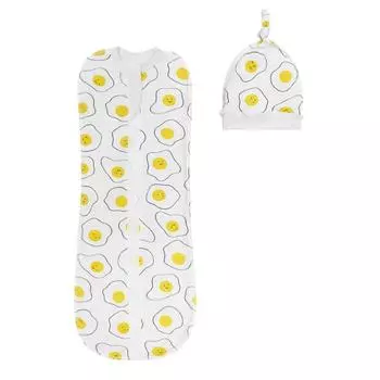 Пеленка-кокон на молнии, с шапочкой Soft Hugs «Яичница», размер 68-74