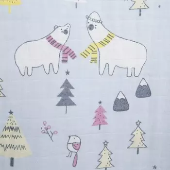 Пеленка муслиновая, «Белые медведи», размер 120х120 см