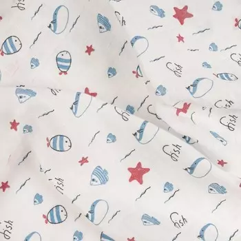 Пеленка муслиновая, «Звёзды и рыбки», размер 120х120 см