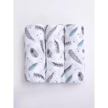 Пелёнка муслиновая «Перья»,, размер 120x135 см, 3 шт