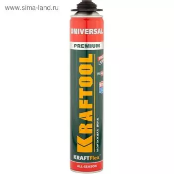 Пена KRAFTOOL KRAFTFLEX PREMIUM PRO, проф., монтажная, пистолетная, всесезонная, 750 мл