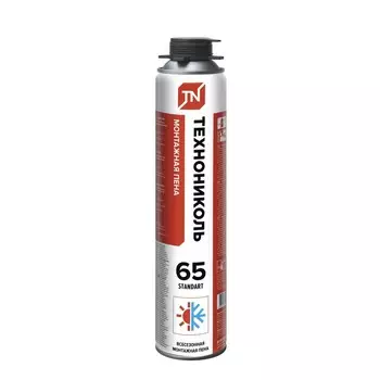 Пена монтажная ТЕХНОНИКОЛЬ 65 STANDART, пистолетная, всесезонная, 750 мл