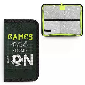 Пенал 1 секция, 110 х 190 х 27 мм, ламинированный картон, ПКК 03-19 "Футбол ON", (объемный 3D-рисунок с эффектом лака)