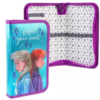 Пенал каркасный с эффектом металлик, 1 секция, 11.520.53 cм, ламинированный картон, «Холодное сердце»