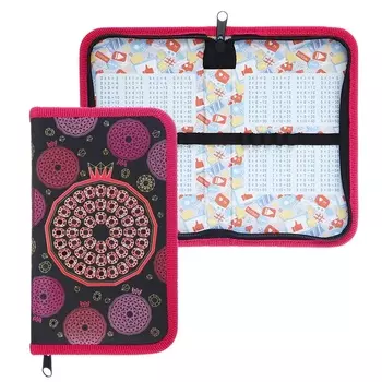 Пенал 1 секция 115 х 190 мм, Hatber "Драгоценные фрукты", 3D ламинированный картон, чёрный/розовый NPn_43007