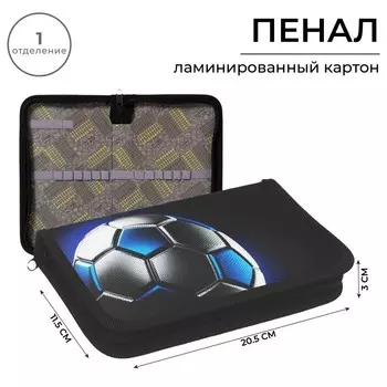 Пенал 1 секция 115 х 205 х 30 мм, Calligrata "Мяч футбол", ламинированный картон