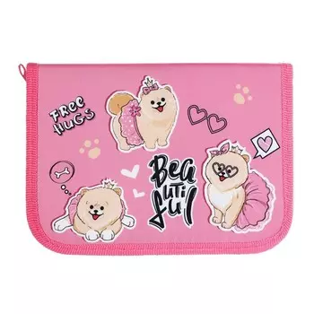 Пенал 1 секция, 130 х 190 Х 30 мм, текстильный, ПКТ 04-20 Модные собачки" 70617
