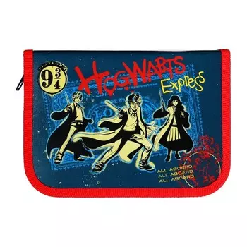 Пенал 1 секция, 130 х 190 х 30 мм, Hatber "Гарри Поттер" ламинированный картон, синий/красный NPn_36051