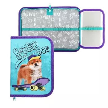 Пенал 1 секция 130 х 190 х 30 мм, с откидной планкой, текстильный, Оникс ПКТ 07-20 Skater dog 70627