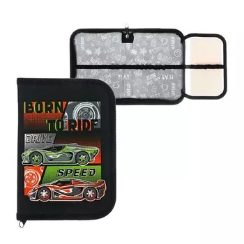 Пенал 1 секция 130 х 190 х 30 мм, с откидной планкой, ПКК 07-12 "Автодрайв" ламинированный картон, с эффектом металлик