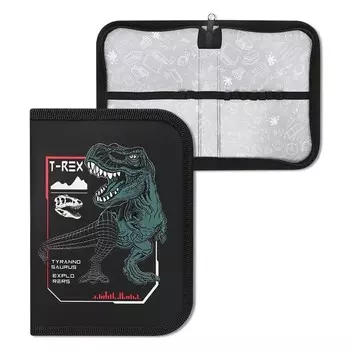 Пенал 1 секция, 130 х 190 х 27 мм, ПКК 04-12 "Кибер дино", ламинированный картон, (объемный 3D-рисунок с эффектом металлика)