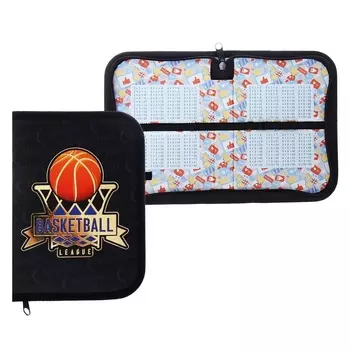 Пенал 1 секция 130 х 190 мм, Hatber "Баскетбольная лига", ламинированный картон, чёрный (объёмный 3D-рисунок) NPn_44042