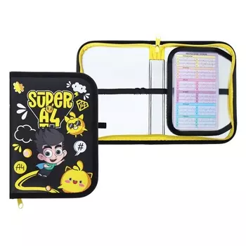 Пенал 1 секция 130 х 190 мм, откидная планка, Hatber "Влад А4" чёрный/жёлтый NPn_46071