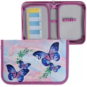 Пенал 1 секция 130 х 200 мм, 2 откидные планки, тканевый, Violet