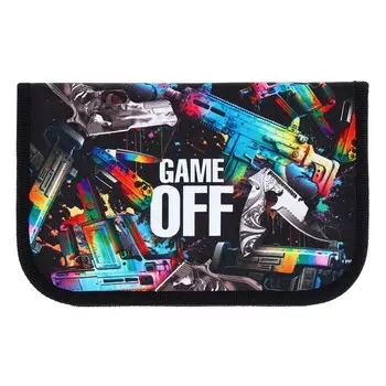 Пенал 1 секция, 130 х 210 х 40 мм, 2 откидные планки, тканевый, Calligrata TOP, Content "Game"