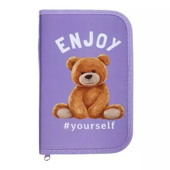 Пенал 1 секция 135 х 212 х 26 мм, с откидной планкой, текстильный, Оникс ПКТ 07-20 МАХ "Мишка" 70653