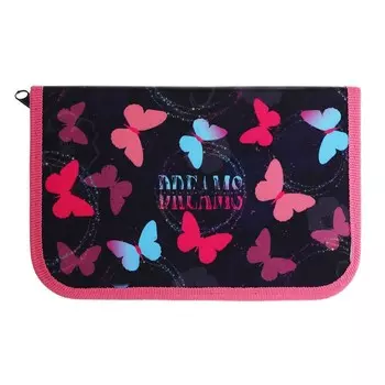 Пенал 1 секция 135 х 212 х 26 мм, с откидной планкой, текстильный, Оникс ПКТ 07-20 МАХ "Яркие бабочки" 70658