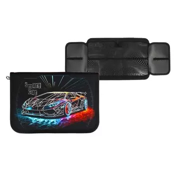 Пенал 1 секция, 140 х 200 х 40 мм, 2 откидные планки, текстильный, ПКТ 09-22-19 "Smart car" (рисунок с 3D эффектом металлика) 72202