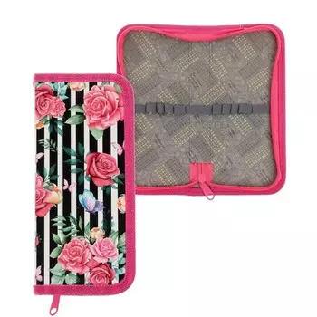 Пенал 1 секция, 90 х 195 х 25 мм, Calligrata "Цветы",ламинированный картон