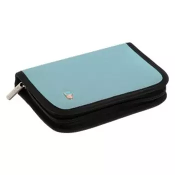 Пенал 1 секция, 140 х 205 х 40 мм, 2 откидные планки, кожзам, deVENTE Hearts, металлик, голубой