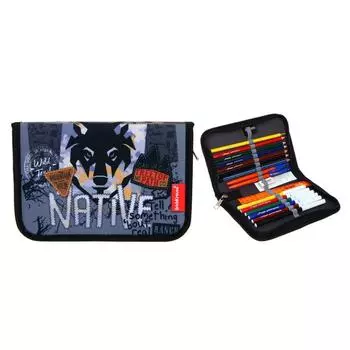 Пенал 1 секция Erich Krause Rough Native, 135 х 205 х 30 мм, с наполнением, 18 предметов