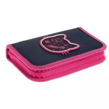 Пенал 1 секция, 130 х 210 х 40 мм, тканевый, Феникс + "Космо кот", фиолетовый/розовый 59499