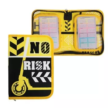 Пенал 1 секция Hatber, 140 х 200 мм, 2 откидные планки, ткань, "Лазертаг", чёрный/жёлтый