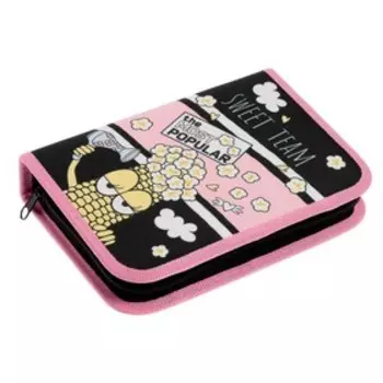 Пенал 1 секция, 140 х 200 х 40 мм, 2 откидные планки, тканевый, Hatber "Модная кукуруза"