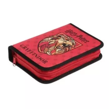 Пенал 1 секция, 140 х 200 х 40 мм, 2 откидные планки, тканевый, Hatber "Гарри Поттер"