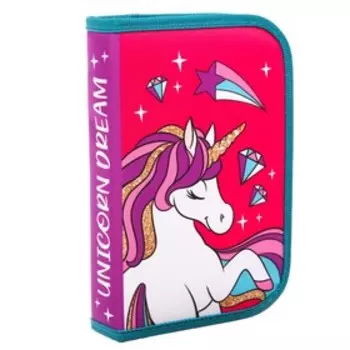 Пенал каркасный, 1 секция, 14214 см, откидной карман, тканевый, «Минни Маус и единорог»