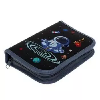 Пенал 1 секция откидной карман и косметичка 140 х 210, ткань Calligrata Content, «Космонавт»