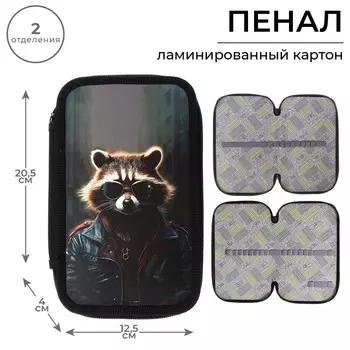 Пенал школьный, 2 секции, 12.520.54 см «Енот»
