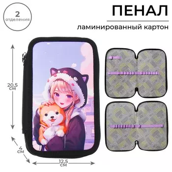 Пенал школьный, 2 секции, 12.520.54 см «Аниме»