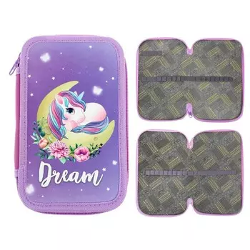 Пенал 2 секции Calligrata "Единорожка", 125 х 205 мм, ламинированный картон