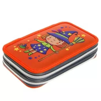 Пенал 2 секции Calligrata, 125 х 205 мм, с наполнением, 23 предмета, ламинированный картон, "Волшебница"