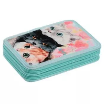 Пенал 2 секции, 140 х 205 мм, тканевый, deVENTE "Кусь" розовый/голубой