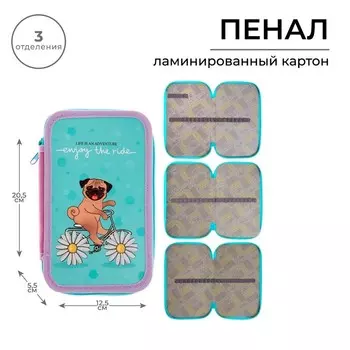 Пенал 3 секции, 125 х 205 мм, Calligrata "Бульдог", ламинированный картон