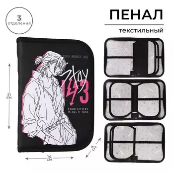 Пенал школьный, 3 секции, 14214 см «Аниме»