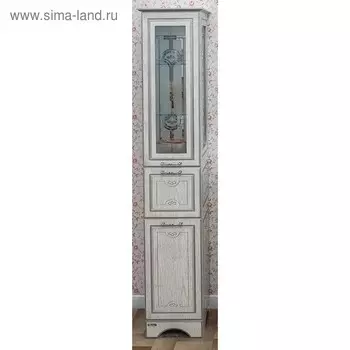 Пенал Адель белый/патина серебро, правый