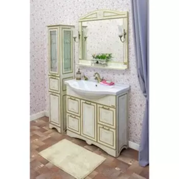 Пенал Адель белый/патина золото, правый