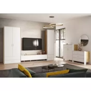 Пенал Брайт 532х542х2100 дуб крафт золотой/белый